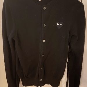 Comme des garcons play black wool cardigan